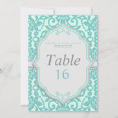 Elegante Minze und Gray Tischnummer Card (Rückseite)