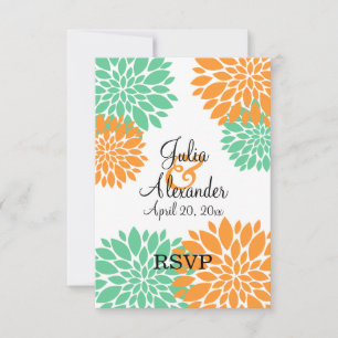 Elegante Minze und Orange Floral Burst UAWG Einladung