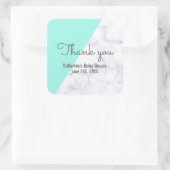 Elegante Minze und weiße Marmorbrause Quadratischer Aufkleber (Tasche)