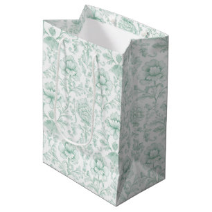 Elegante Minze Weiße Pfirsich Blumen Hochzeit Mittlere Geschenktüte