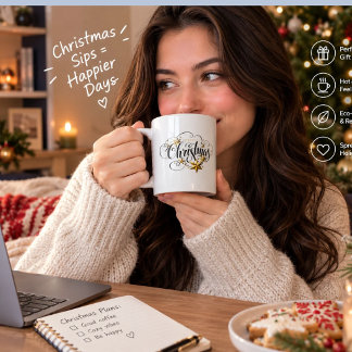 Elegante Minzgrüne Weihnachtstasse, Vintage-Gold-H Kaffeetasse