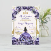 Elegante Mis Quince Lila & Butterfly Blume Einladung (Stehend Vorderseite)