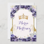 Elegante Mis Quince Lila & Butterfly Blume Einladung (Rückseite)