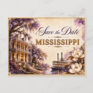 Elegante Mississippi Save-the-Date-Hochzeits-Einla Postkarte