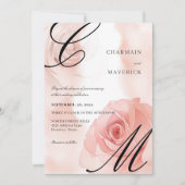 Elegante Mist Blush Pink Monogram Wedding Einladung (Vorderseite)