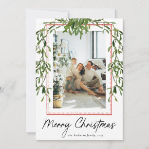 Elegante Mistel Botanik-Rahmen Frohe Weihnachten