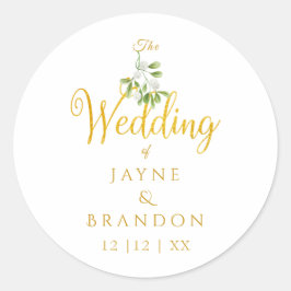 Elegante Mistel-Winterhochzeit Goldschrift Runder Aufkleber