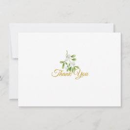 Elegante Mistelgrün Goldschrift Dankeskarte