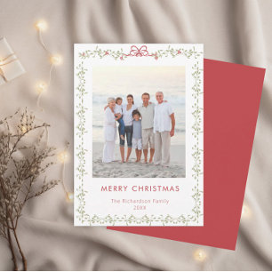 Elegante Mistelzweig-Rand-Foto-Weihnachtskarte Einladung