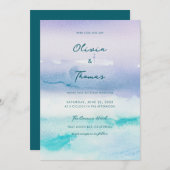 Elegante Misty Ocean Landscape Boat Beach Hochzeit Einladung (Vorne/Hinten)