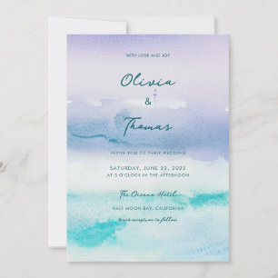 Elegante Misty Ocean Landscape Boat Beach Hochzeit Einladung