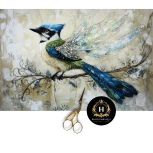 Elegante mit Juwelen verzierte Vogelkunst Dekoupag Seidenpapier