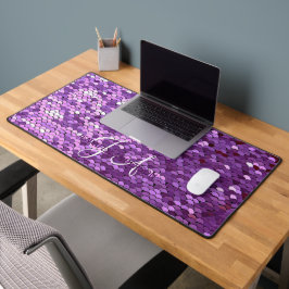 Elegante Mit Monogramm anfängliche Lila Sequin Des Schreibtischunterlage