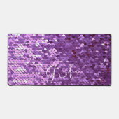 Elegante Mit Monogramm anfängliche Lila Sequin Des Schreibtischunterlage (Vorderseite)