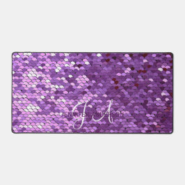 Elegante Mit Monogramm anfängliche Lila Sequin Des Schreibtischunterlage