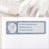Elegante Mit Monogramm Blue and Gray Rücksendeadre (Insitu)