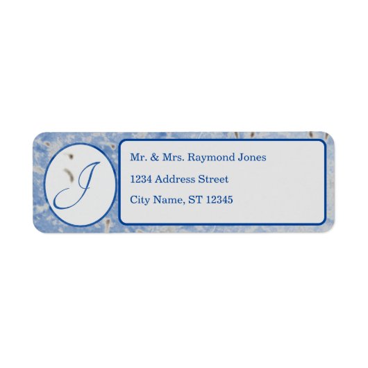 Elegante Mit Monogramm Blue and Gray Rücksendeadre (Vorne)