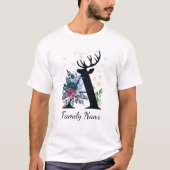 Elegante Mit Monogramm Blumenfamilien Weihnachten T-Shirt (Vorderseite)