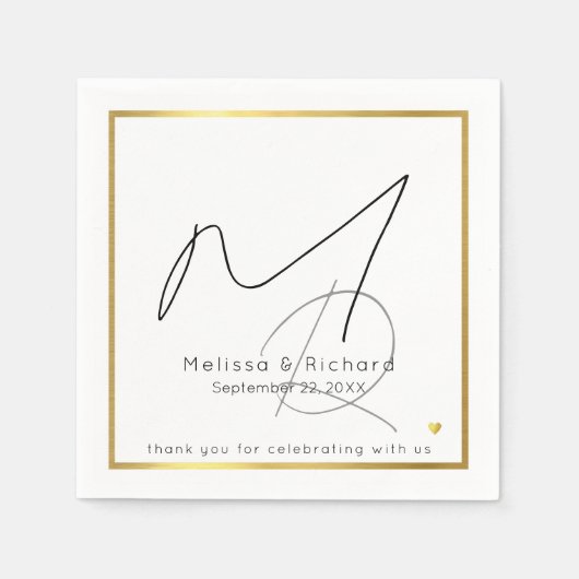 Elegante Mit Monogramm Chic-Hochzeit Serviette (Vorderseite)
