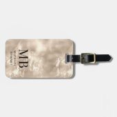 Elegante Mit Monogramm Elfenbeinküste Pearl Textur Gepäckanhänger (Vorderseite horizontal)