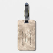 Elegante Mit Monogramm Elfenbeinküste Pearl Textur Gepäckanhänger (Rückseite vertikal)