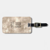 Elegante Mit Monogramm Elfenbeinküste Pearl Textur Gepäckanhänger (Vorderseite horizontal)