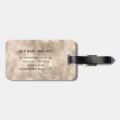 Elegante Mit Monogramm Elfenbeinküste Pearl Textur Gepäckanhänger (Rückseite horizontal)