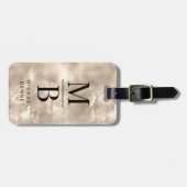 Elegante Mit Monogramm Elfenbeinpearl Texture Gepäckanhänger (Vorderseite horizontal)