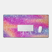 Elegante Mit Monogramm erste farbenfrohe Glit Desk Schreibtischunterlage (Tastatur & Maus)