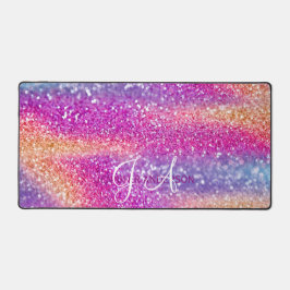 Elegante Mit Monogramm erste farbenfrohe Glit Desk Schreibtischunterlage