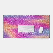 Elegante Mit Monogramm erste farbenfrohe Glit Desk Schreibtischunterlage (Tastatur & Maus)