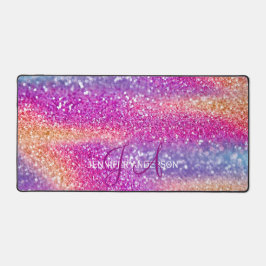 Elegante Mit Monogramm erste farbenfrohe Glit Desk Schreibtischunterlage