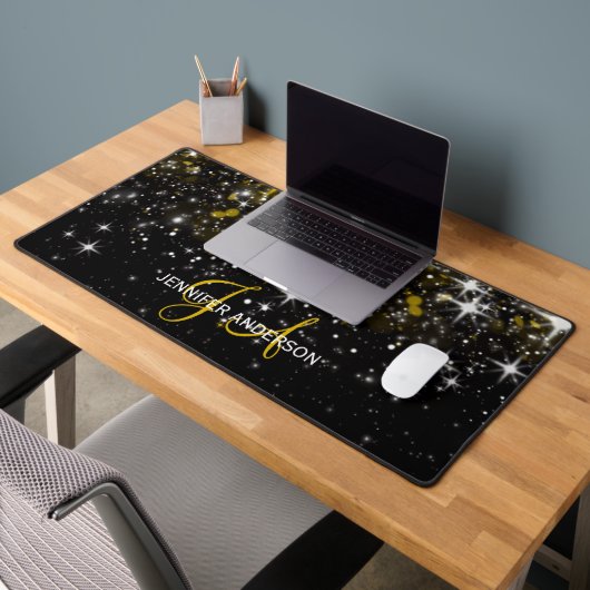 Elegante Mit Monogramm erste Goldstars Desk Mat Schreibtischunterlage (Büro 2)