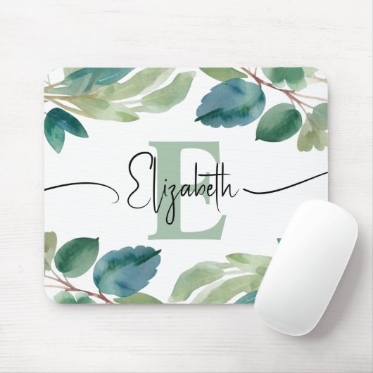 Elegante Mit Monogramm Eukalyptus Grüne Weinroute Mousepad (Mit Mouse)
