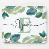 Elegante Mit Monogramm Eukalyptus Grüne Weinroute Mousepad (Vorne)