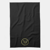 Elegante Mit Monogramm Farbenvorlage Schwarz Geschirrtuch (Vertikal)