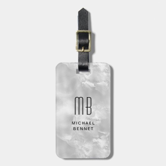 Elegante Mit Monogramm, flüssige Tinte Gepäckanhänger (Vorderseite vertikal)