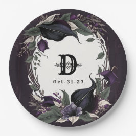 Elegante Mit Monogramm gotische Hochzeit Pappteller