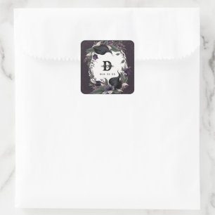 Elegante Mit Monogramm gotische Hochzeit Quadratischer Aufkleber