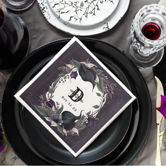 Elegante Mit Monogramm gotische Hochzeit Serviette