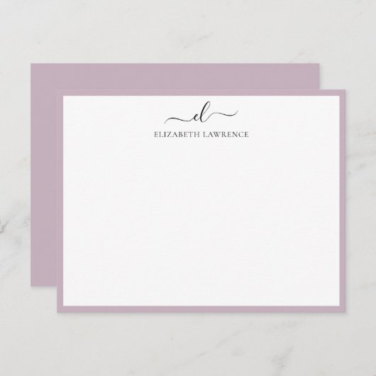 Elegante Mit Monogramm handgeschriebene Skriptanme Mitteilungskarte (Vorne/Hinten)