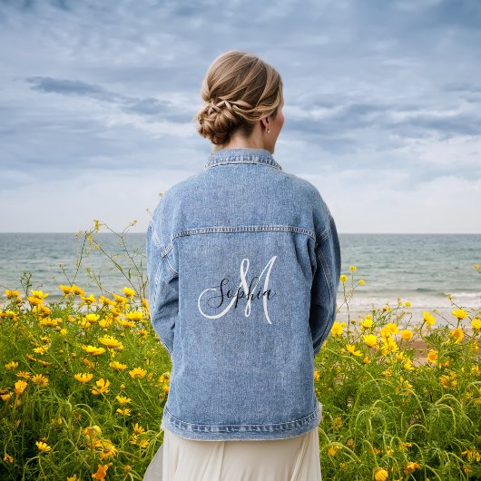 Elegante Mit Monogramm Handschrifteninitialen Mode Jeansjacke