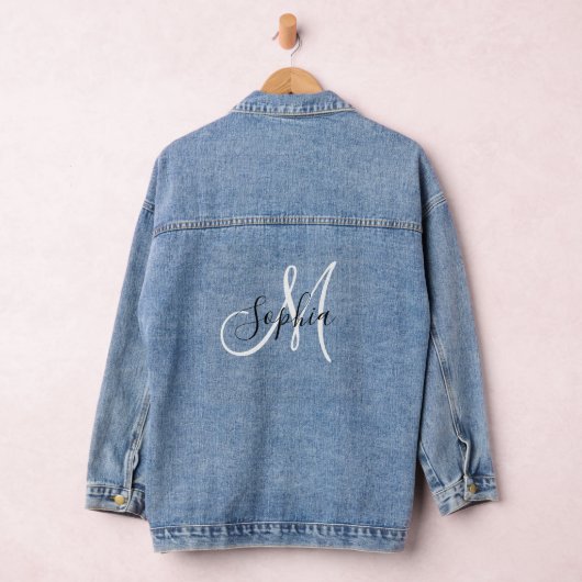 Elegante Mit Monogramm Handschrifteninitialen Mode Jeansjacke (Hangar)