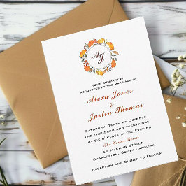 Elegante Mit Monogramm Herbsthochzeit Ankündigung