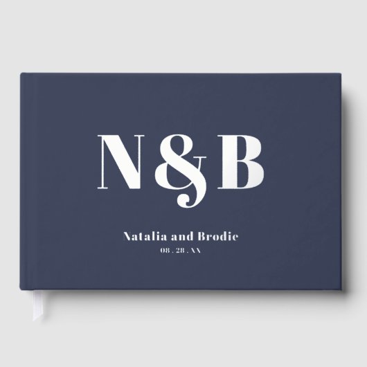 Elegante Mit Monogramm Hochzeit Gästebuch (Vorderseite)