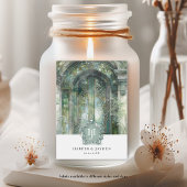 Elegante Mit Monogramm Hochzeit mit grünem Wasser Weinetikett