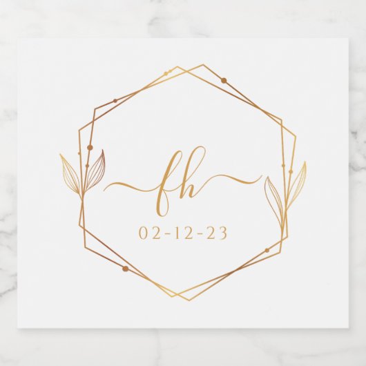 Elegante Mit Monogramm Hochzeit Schaumweinetikett (Einzelnes Label)