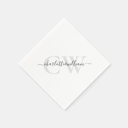 Elegante Mit Monogramm Hochzeit Serviette (Ecke)