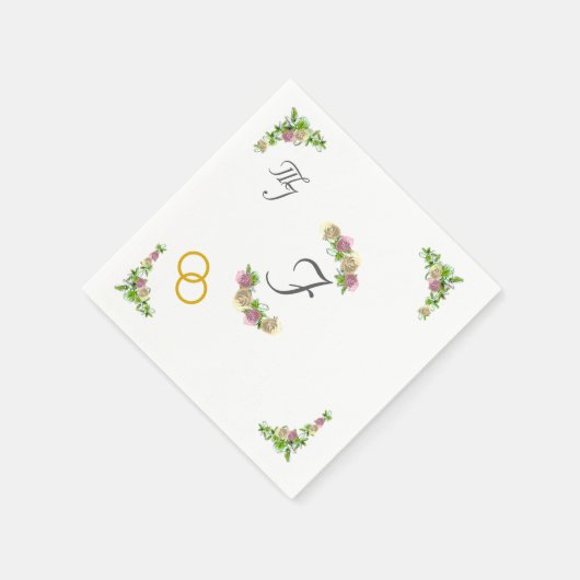 Elegante Mit Monogramm Hochzeit Serviette (Ecke)