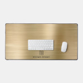 Elegante Mit Monogramm Imitate Gold Brushed Metall Schreibtischunterlage (Tastatur & Maus)